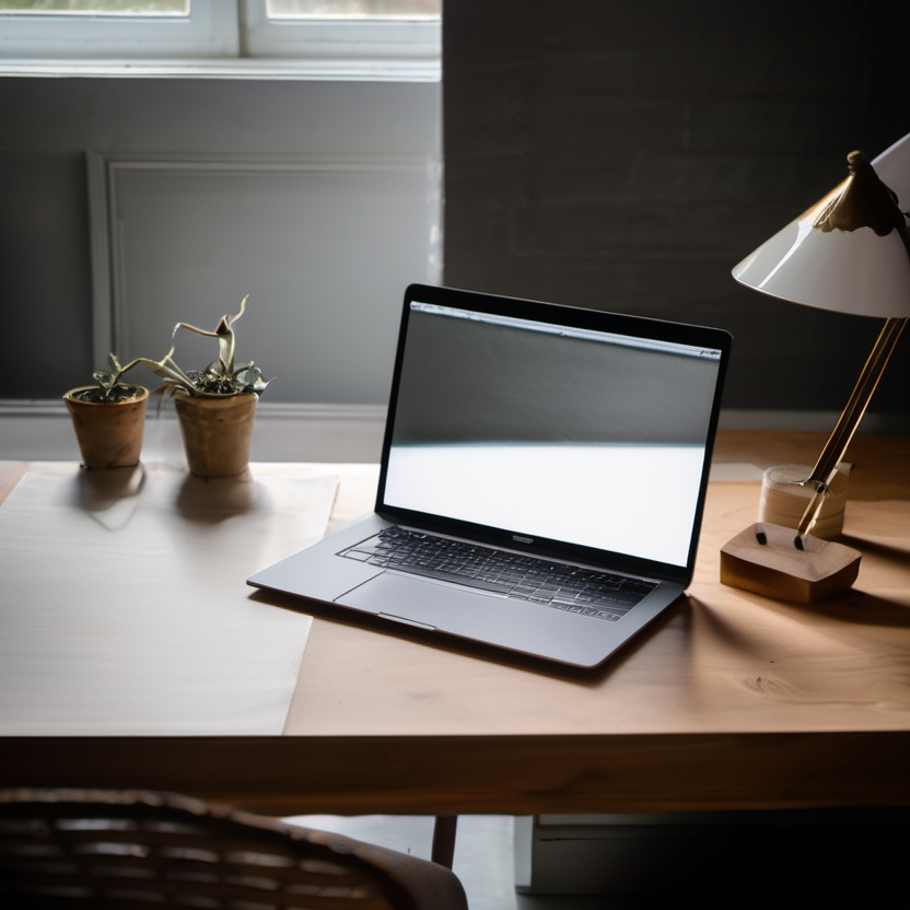 Unbranded student laptop and coursework setup on a desk